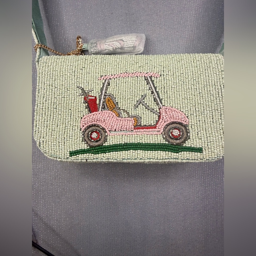 Viral Beaded Bag! NWT Golf Cart Made in India Shoulder Bag - Picture 2 of 9